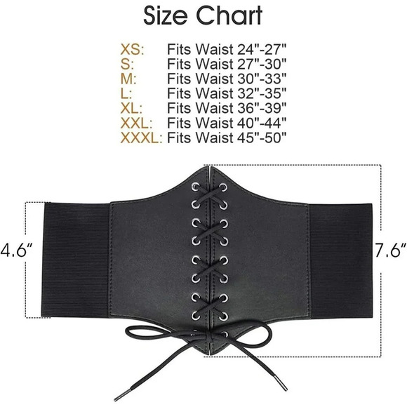 Women's Elastic Costume Waist Belt  Lace-up Tied Waspie Corset Belts - Picture 4 of 6